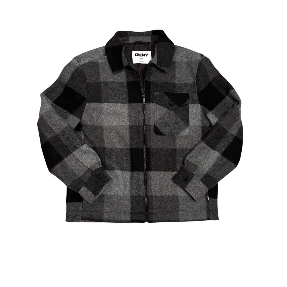 DKNY Plaid Wool Jacket - Black and Gray
